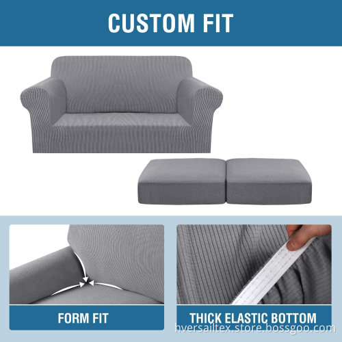 Jacquard Knitted Spandex 3 Pieces Stretch Sofa Cover